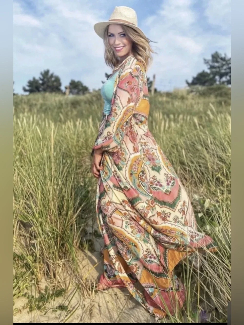 ZARA MIDI WRAP Moroccan FLORAL PRINT DRESS Hot Pink Scarf influencer blogger
